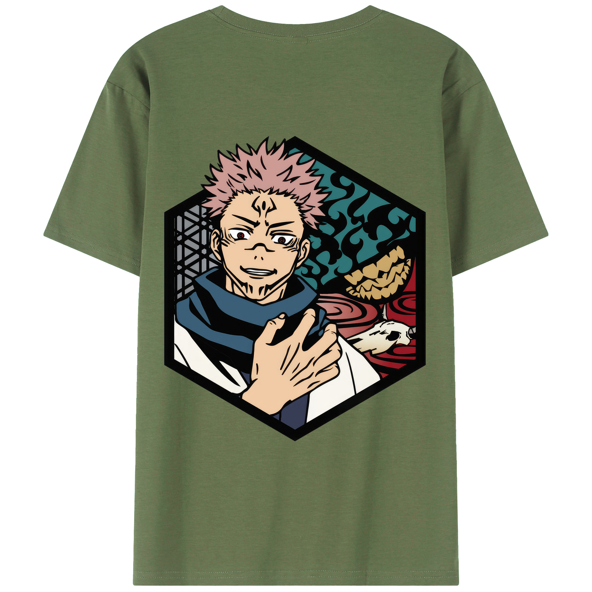 （画像用） 呪術廻戦 Jujutsu Kaisen 綿100％ メンズ半袖Tシャツ（バックプリント） 通気性